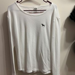 PINK long sleeve waffle crew